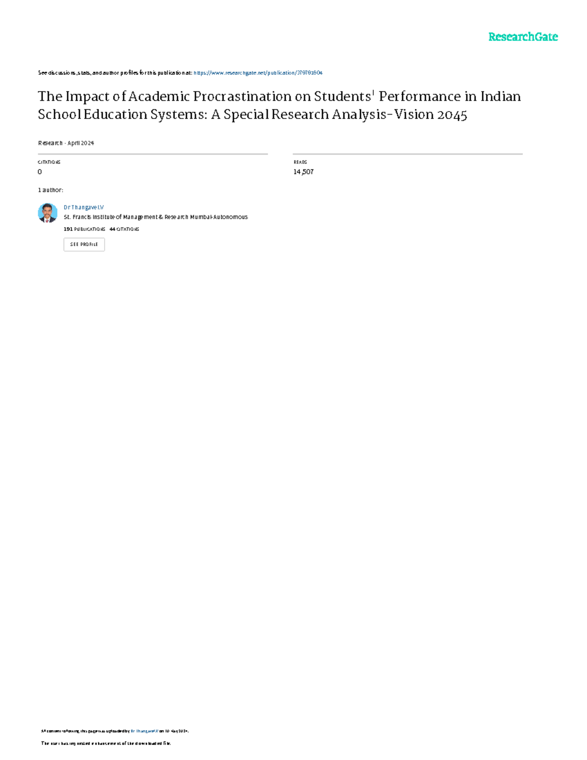 The Impact of Academic Procrastination on Student Performance in CISCE ...
