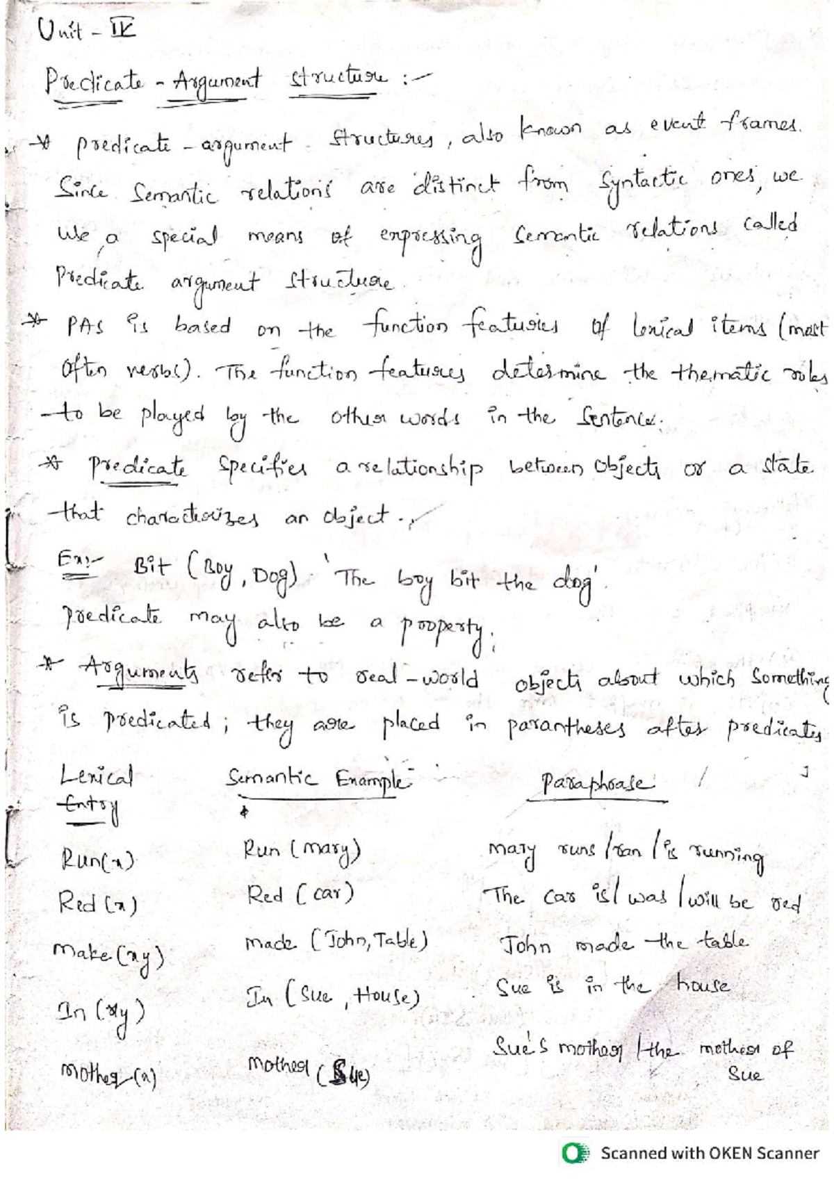 NLP Unit IV: Predicate Argument Structure and Semantic Relations - Studocu