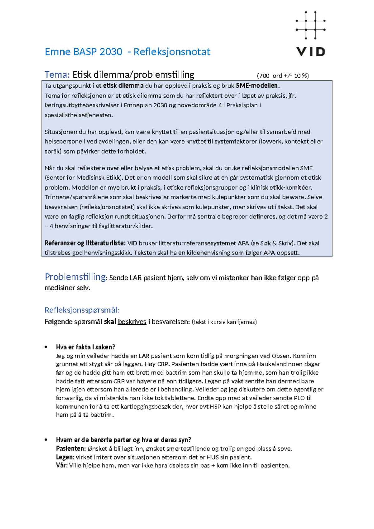 BASP 2030 Etikk refleksjonsnotat - Emne BASP 2030 - Refleksjonsnotat ...