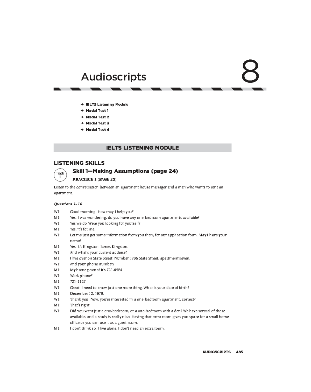 IELTS Listening Module Audioscripts: Practice Tests 1-4 - Studocu