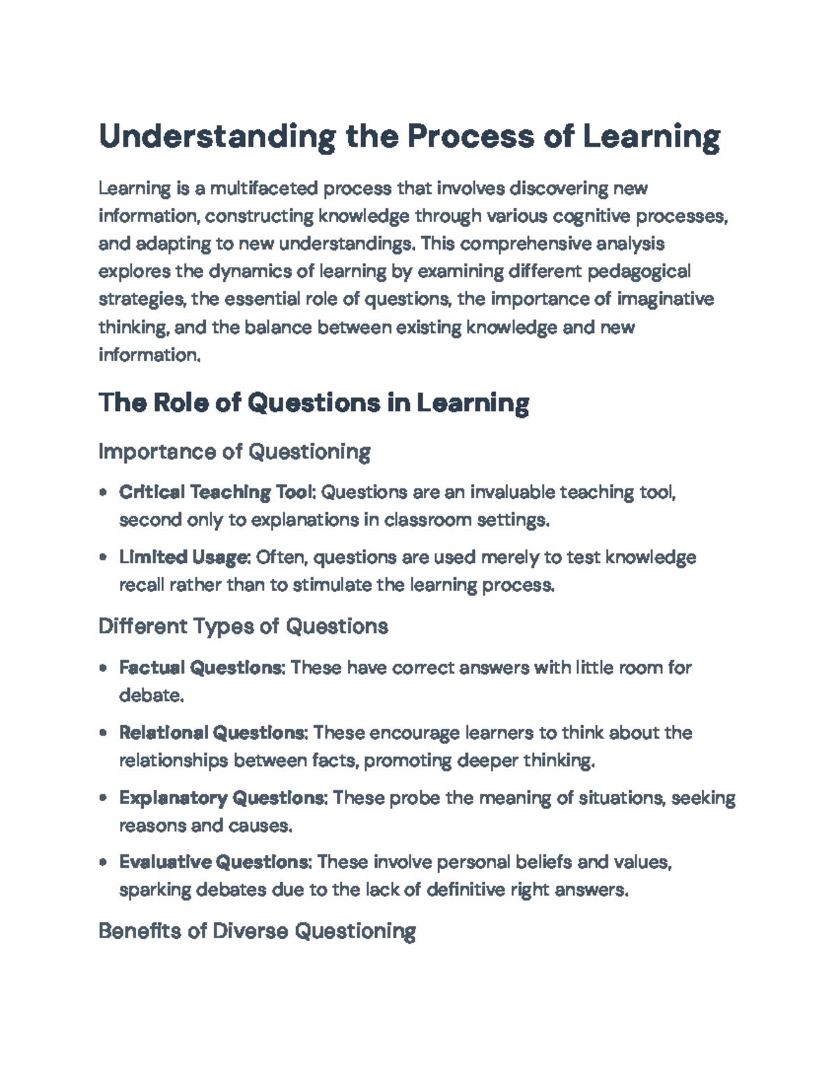 Learning Dynamics: Exploring Questions, Imagination, and Risk-Taking ...