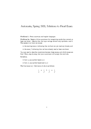 Automata Theory Final Exam (4040) - Example Questions & Solutions - Studocu