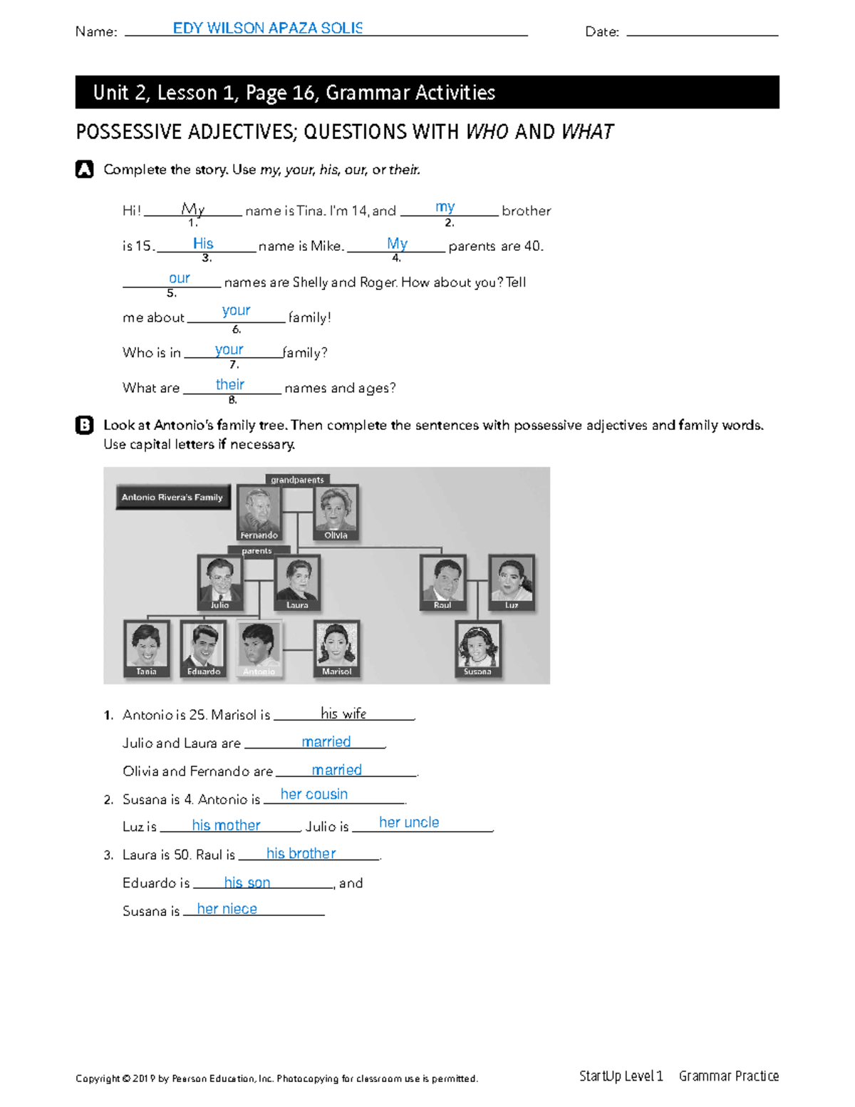 UNIT 2 - Grammar Practice and Activities for StartUp Level 1 - Studocu