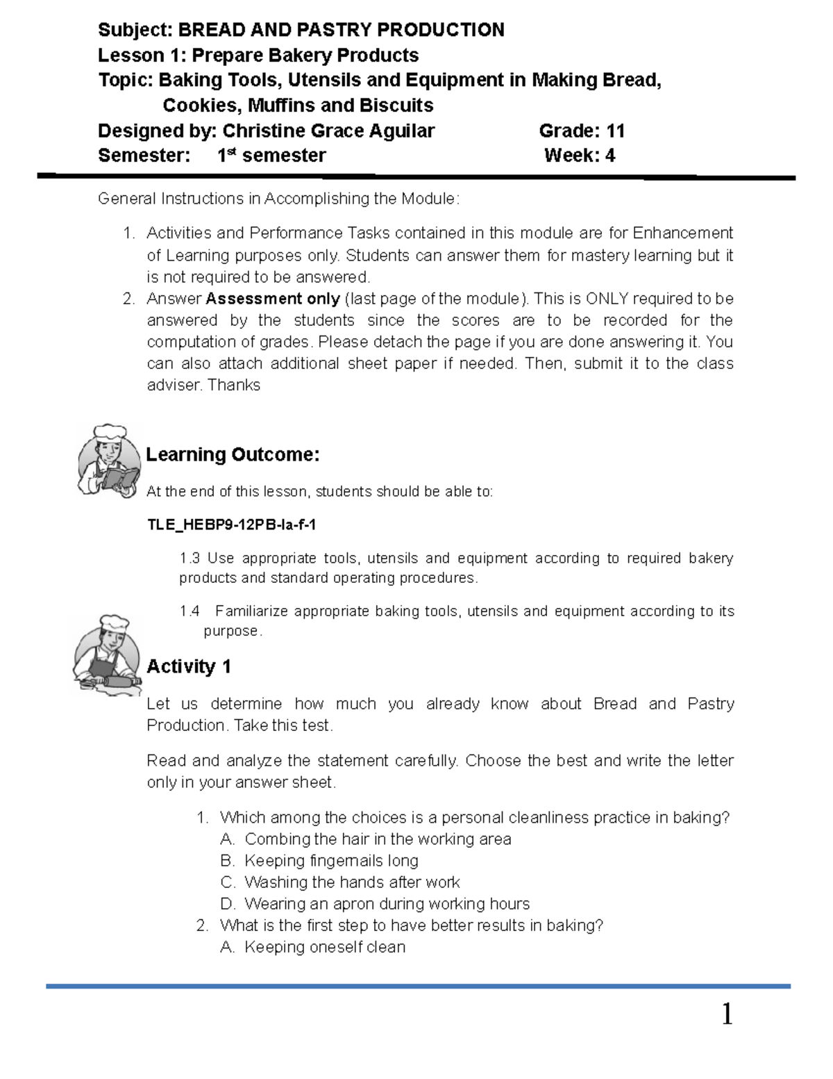 TLE_HEBP9-12PB-Ia-f- 1st Quarter Lesson 4: Baking Tools & Equipment ...