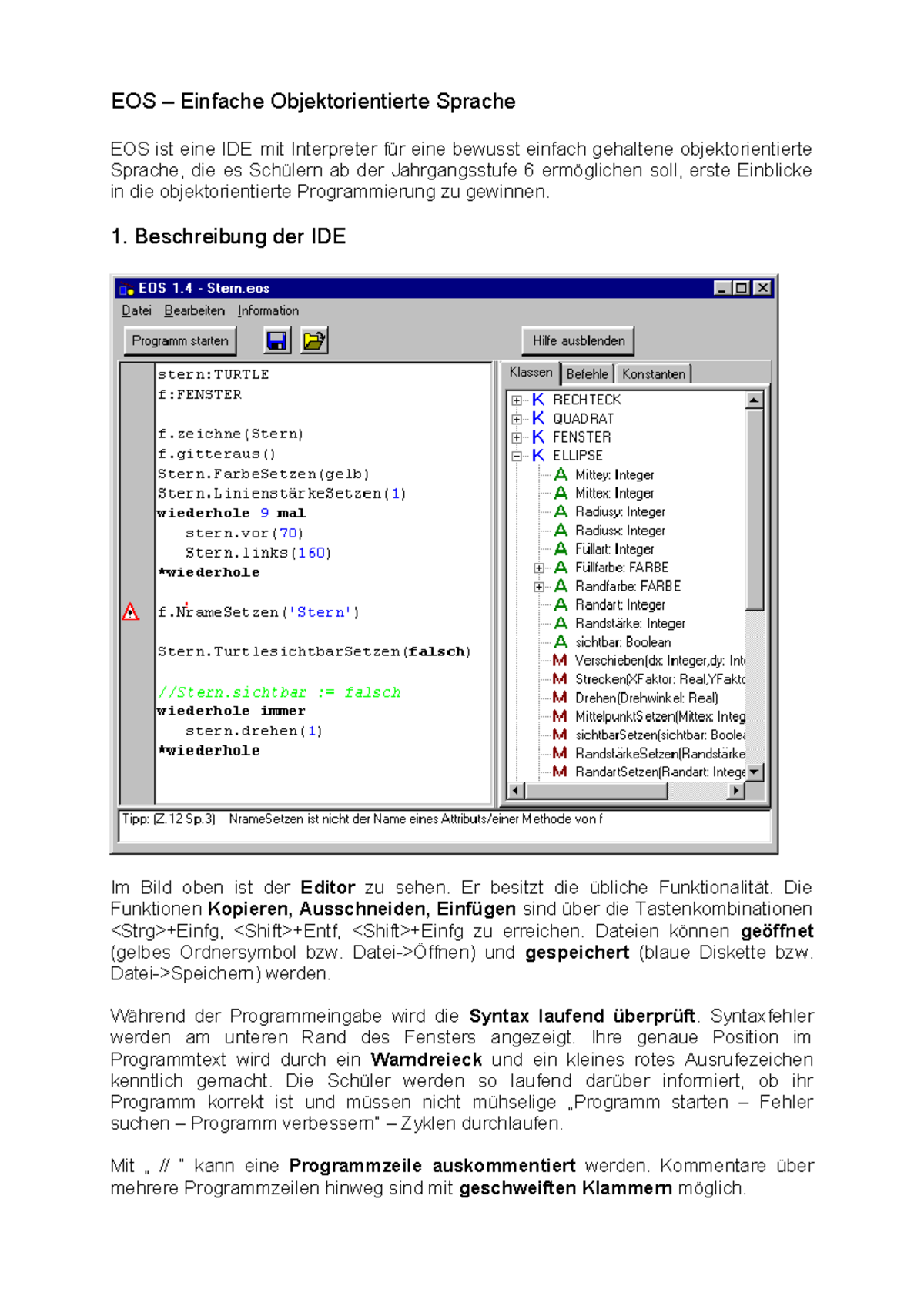 Anleitung zur Nutzung der EOS IDE für objektorientierte Programmierung ...