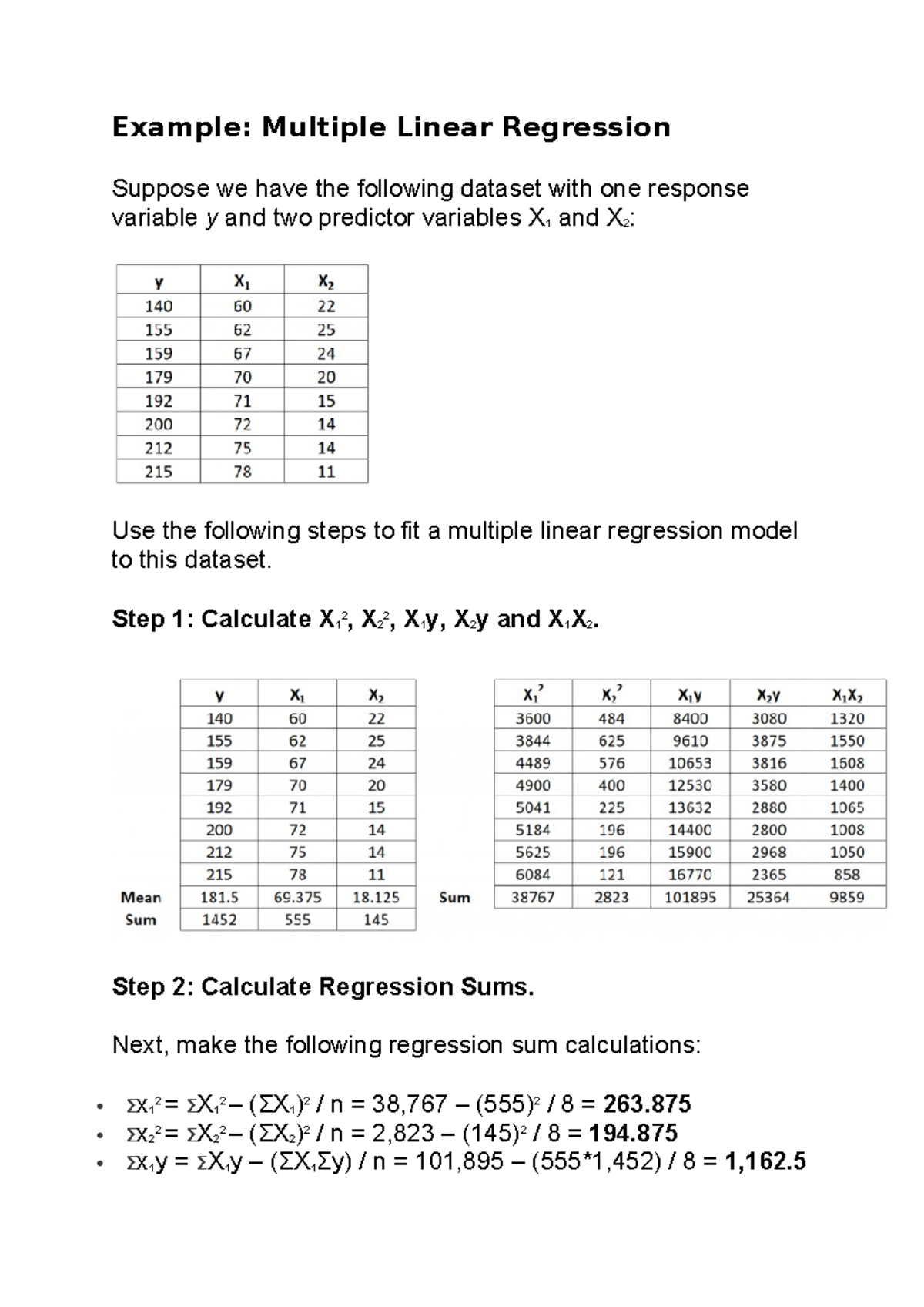 Multi Linear regression example - Example: Multiple Linear Regression ...