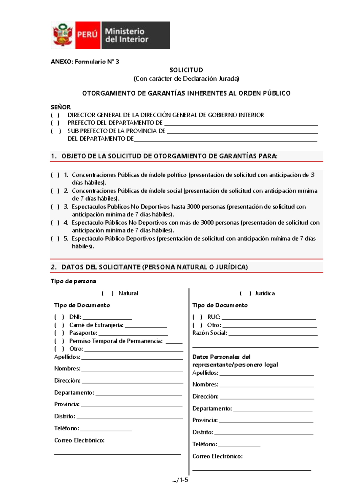 Anexo Formulario 3: Solicitud de Garantías para Eventos Públicos - Document Preview