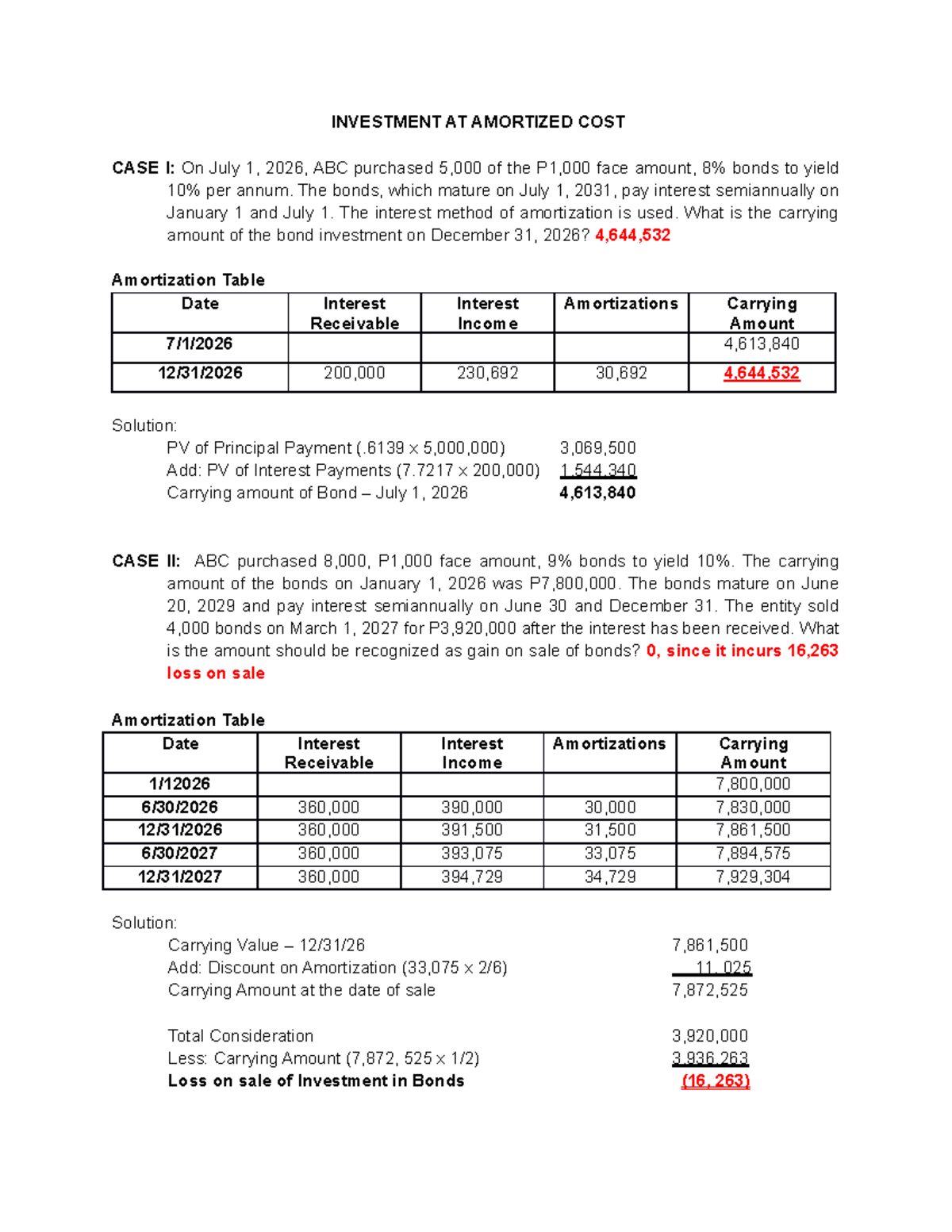 Investment Analysis and Amortization of Bonds - Case Study 2026 - Studocu