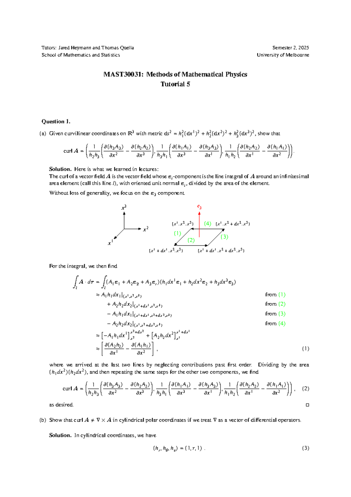 MAST30031: Methods of Mathematical Physics Tutorial 5 Solutions - Studocu