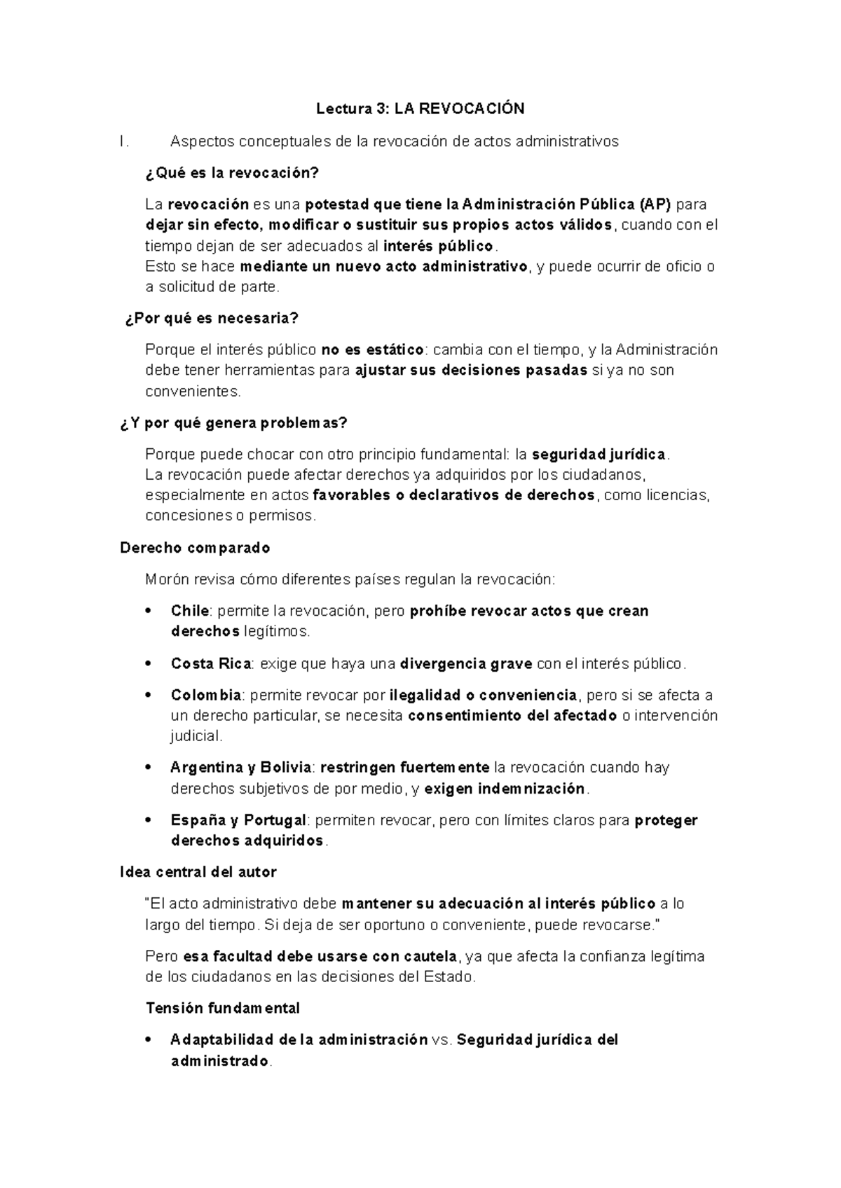 Lectura 3: La Revocación de Actos Administrativos y su Regulación en el ...