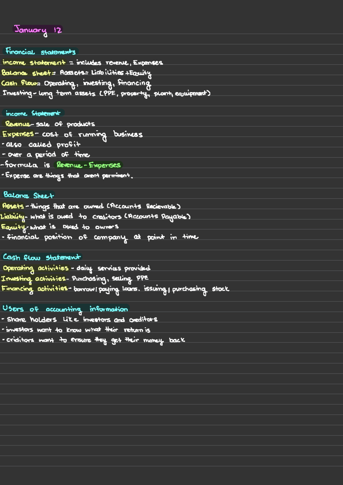 ACC 101: Lecture Notes on Financial Accounting Concepts and Statements ...