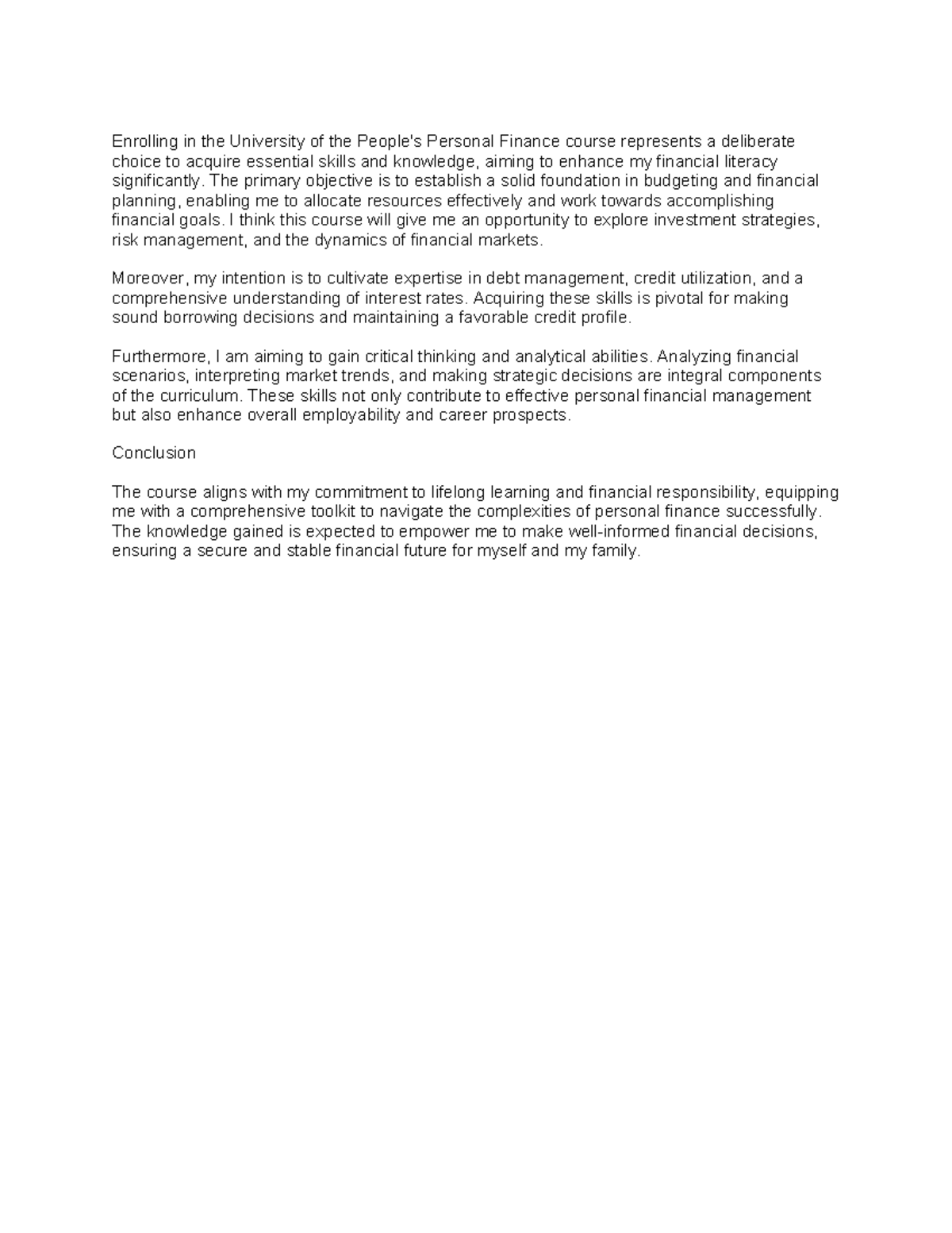 BUS 2204 Learning journal unit 1 - Enrolling in the University of the ...