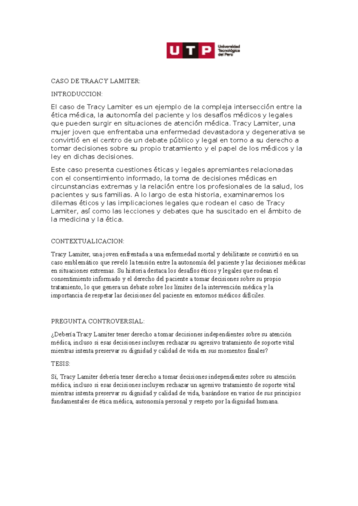 S.08-Cuidadania Reflexion Etica - CASO DE TRAACY LAMITER: INTRODUCCION ...