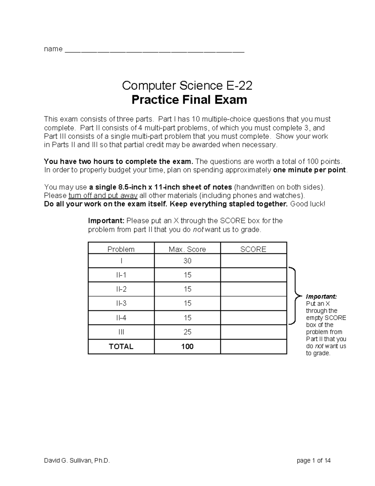 Computer Science S-111 Practice Final Exam Guide - Studocu