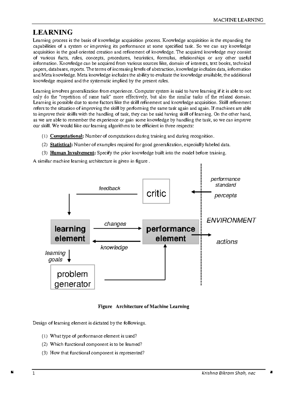 UNIT V - Machine Learning AI NOTE - KBS (Draft 1) - LEARNING Learning ...