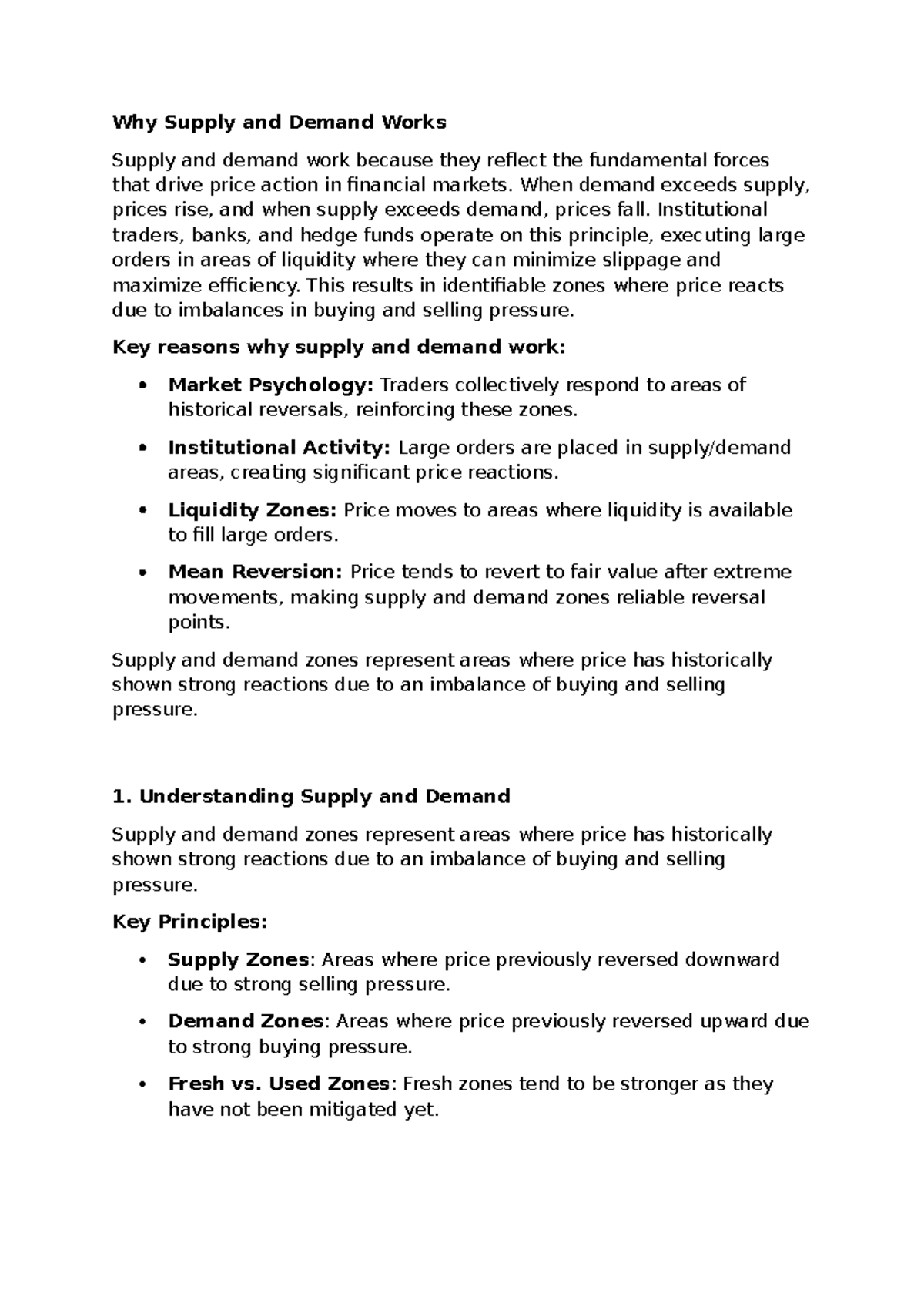 Supply and Demand: Understanding Liquidity Zones in Trading - Studocu