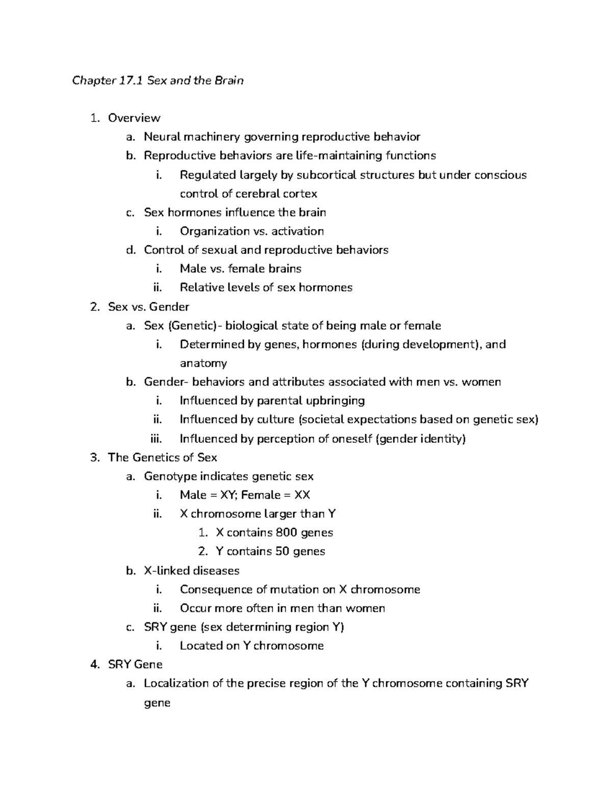 Ch 17.1 Neural Mechanisms of Sex and Gender Differences - Studocu
