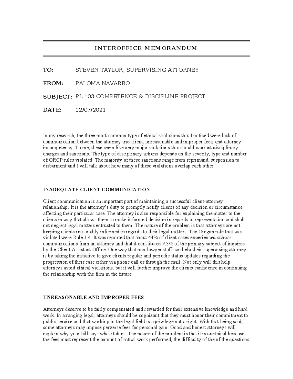 PL 103 Competence & Discipline Project: Ethical Violations Analysis ...