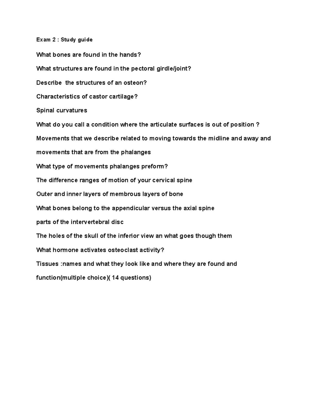 Exam 2 Review: Study Guide for Anatomy & Physiology - Studocu
