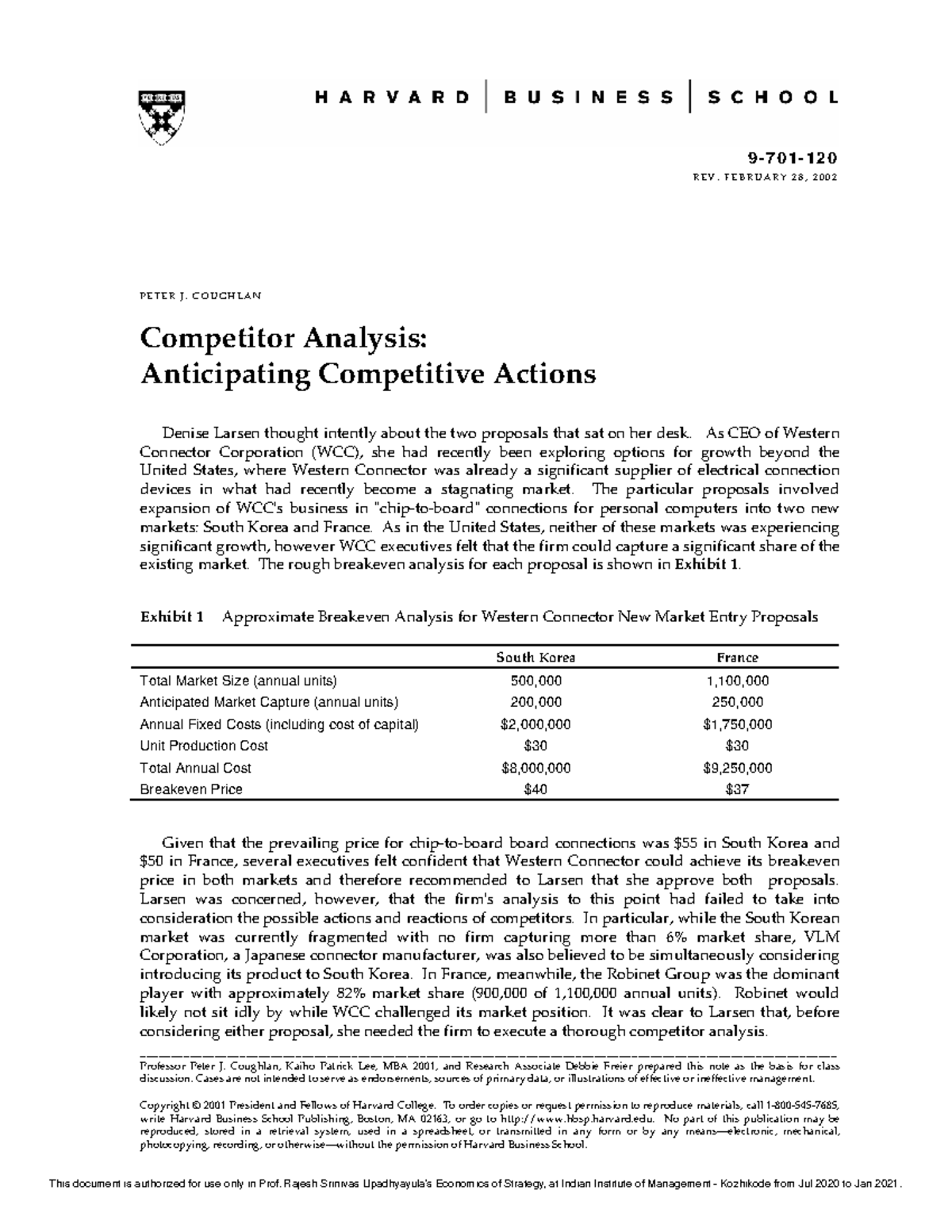 Competitor Analysis Case Study: WCC's Market Entry Strategies (ECO 101 ...