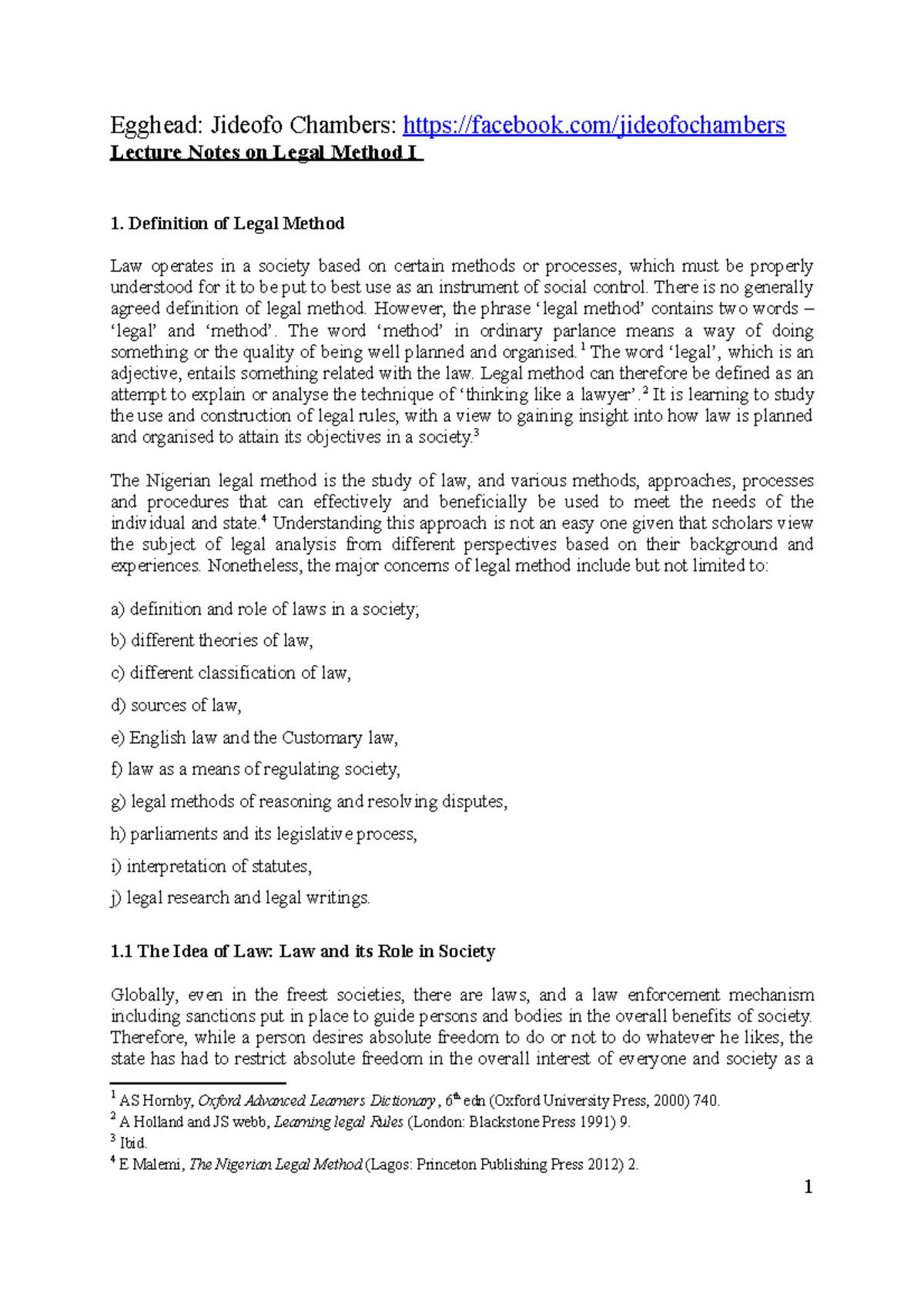 Legal Method Lecture Notes - Law 111: Understanding Legal Concepts ...