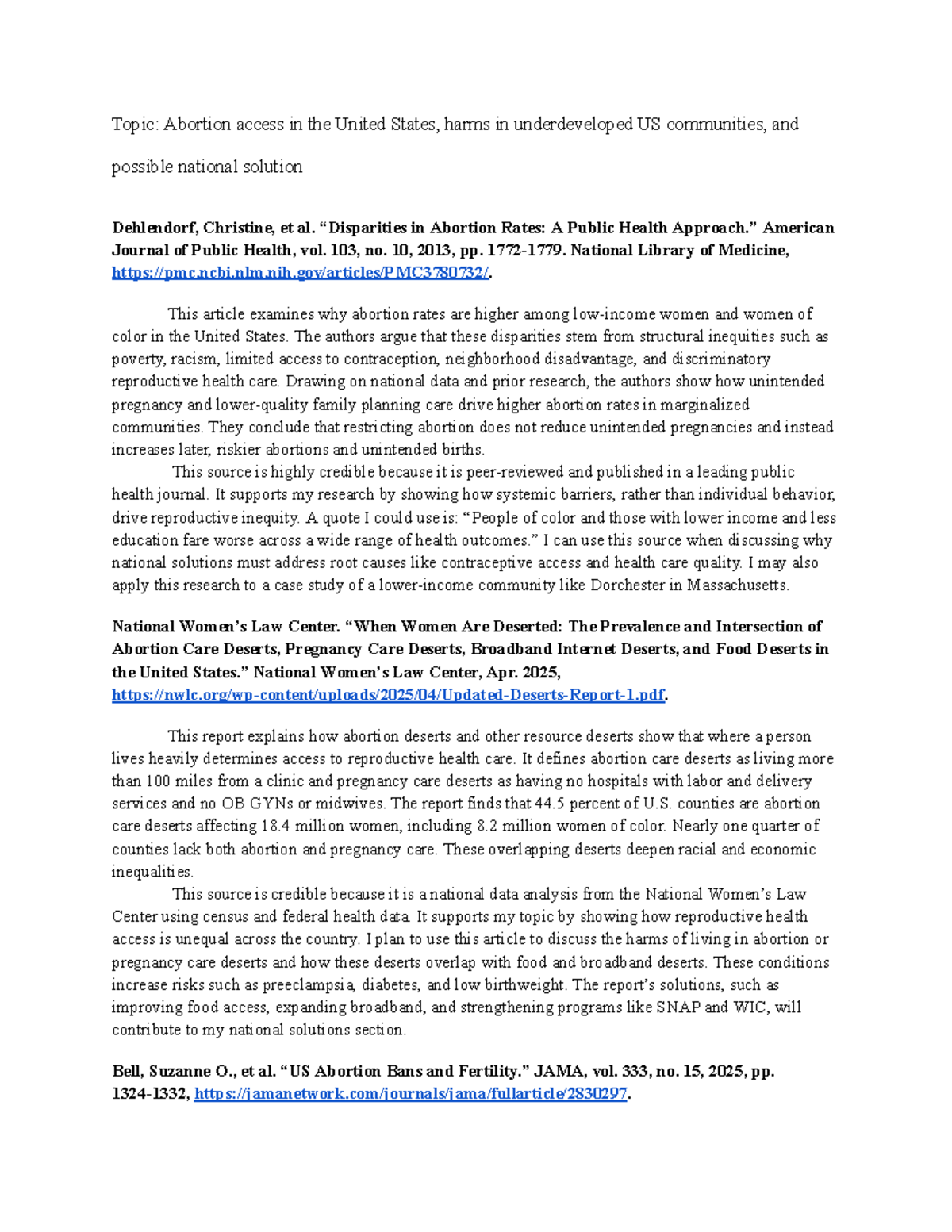 Annotated Bibliography on Abortion Access in the U.S. and Community ...