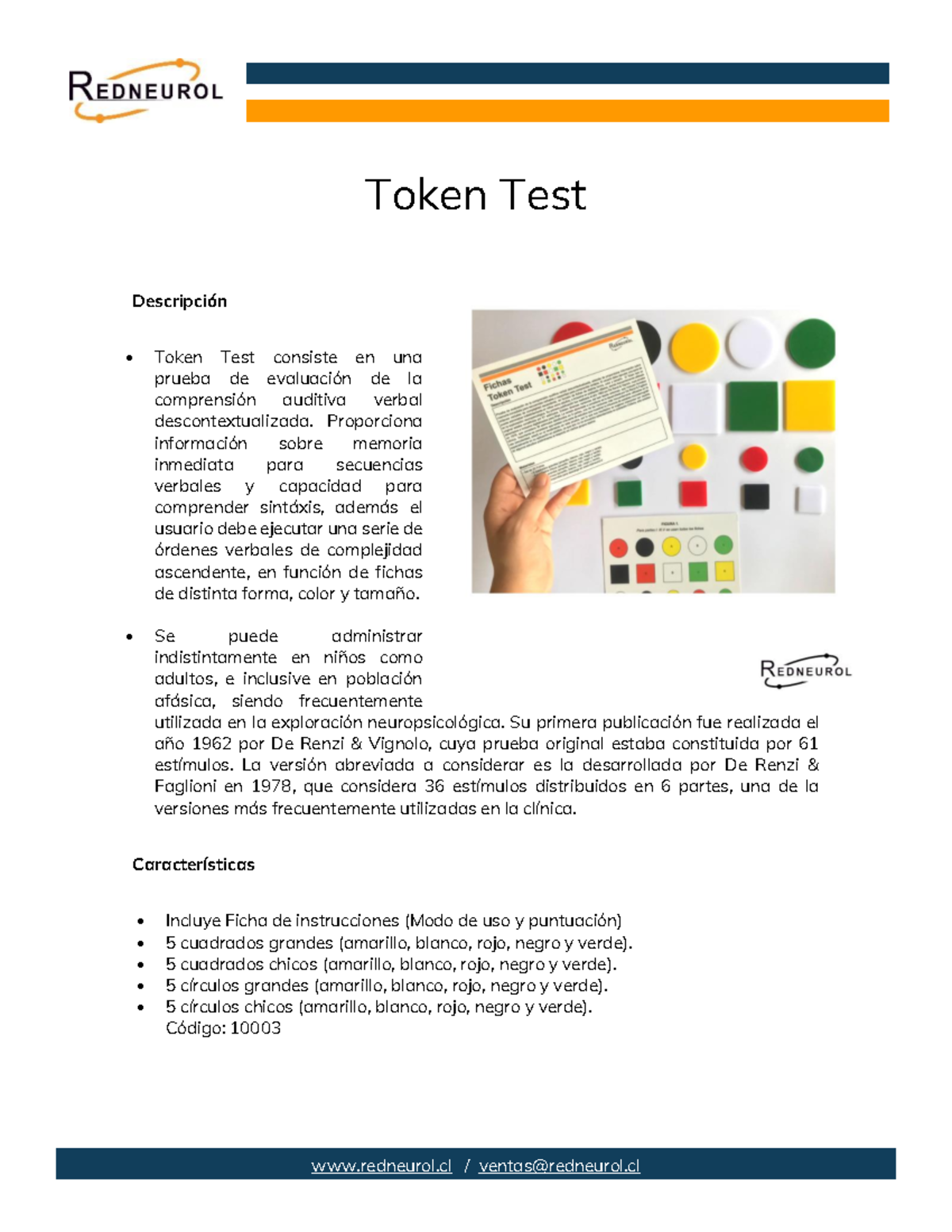 Token Test: Evaluación de Comprensión Auditiva Verbal - Studocu