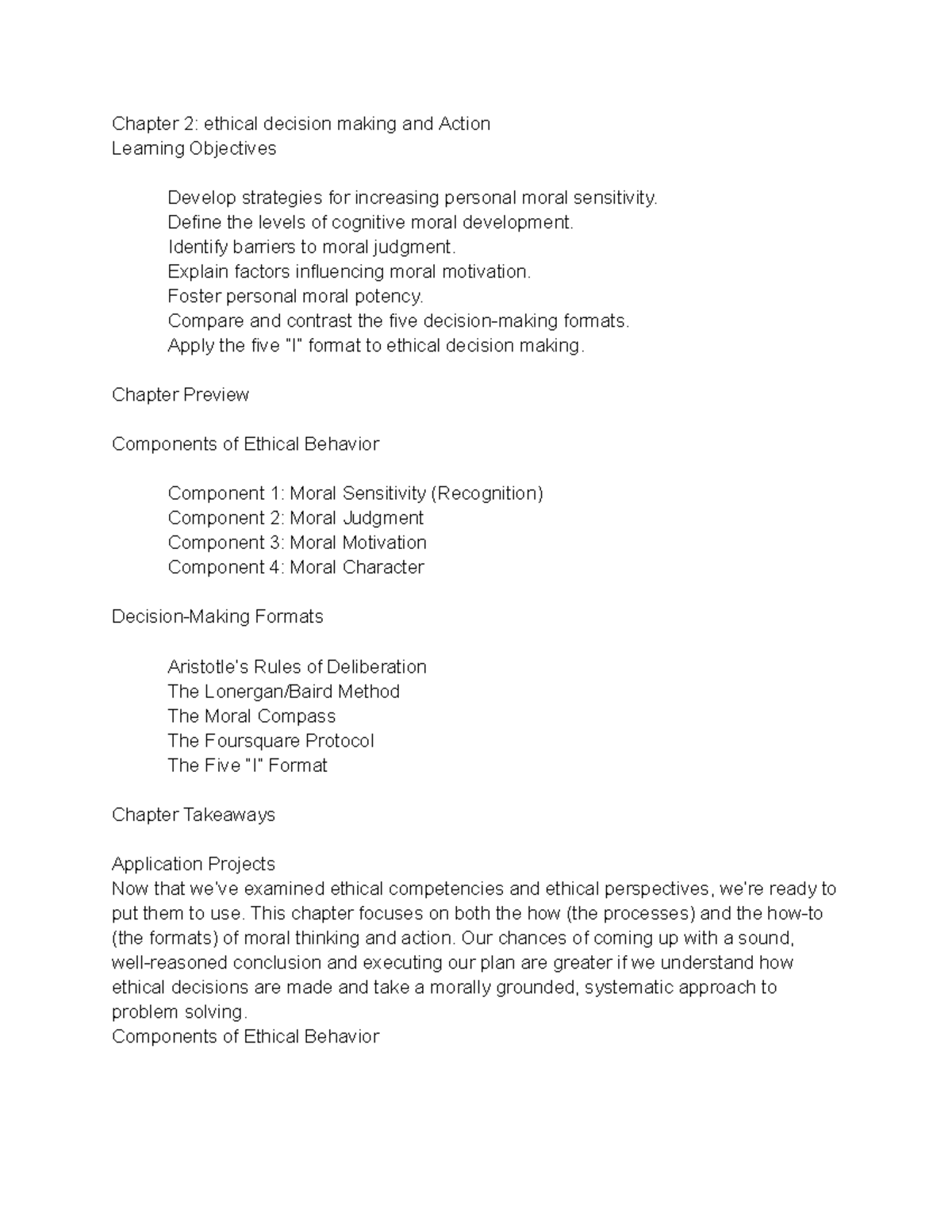 Chapter 2: Ethical Decision Making & Action Overview (Course Code ...