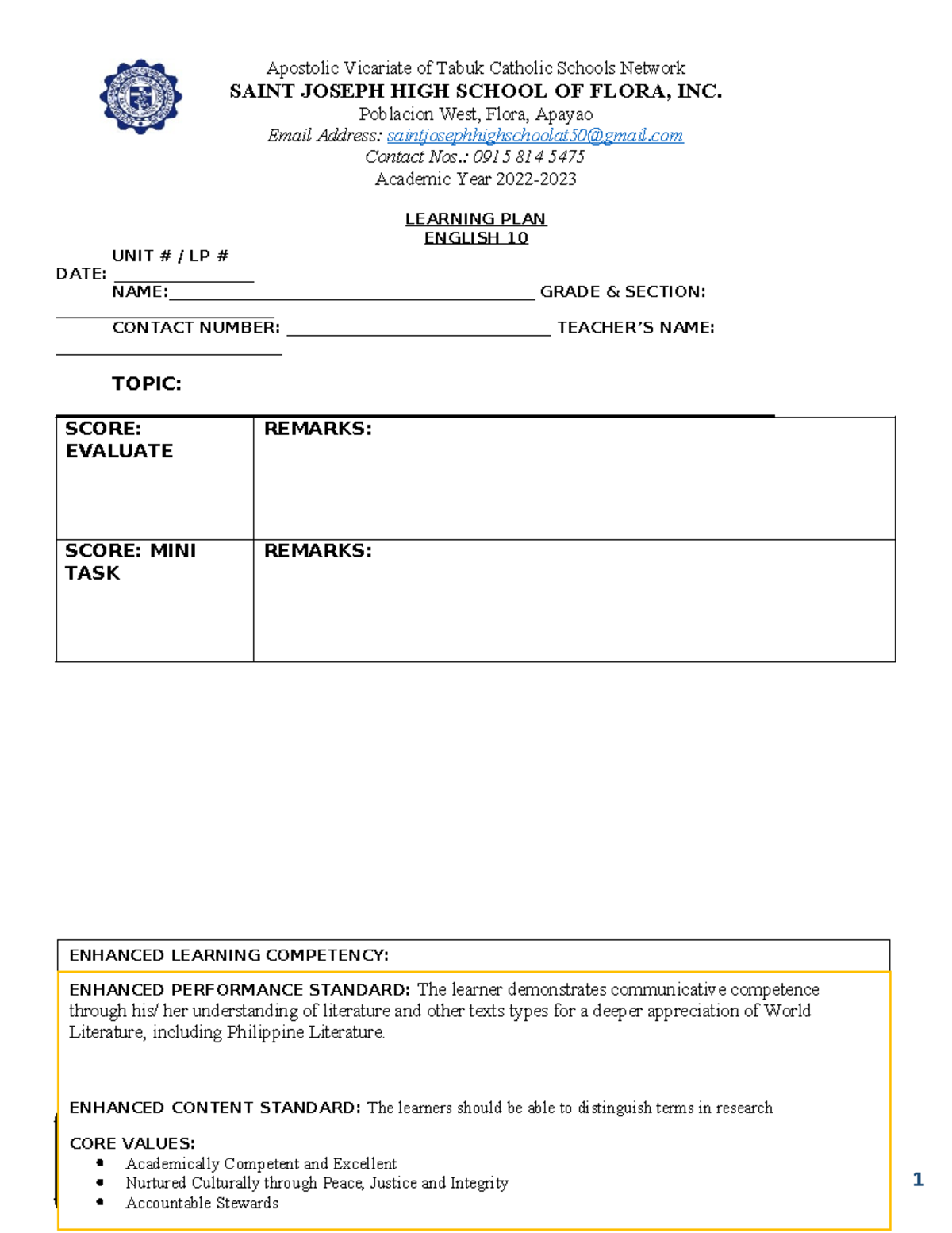 LP Format 10 (Auto Recovered) - ENHANCED LEARNING COMPETENCY: Explain ...