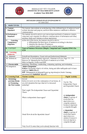 Final Demo Lesson Plan: CVC Pattern in English II - Studocu