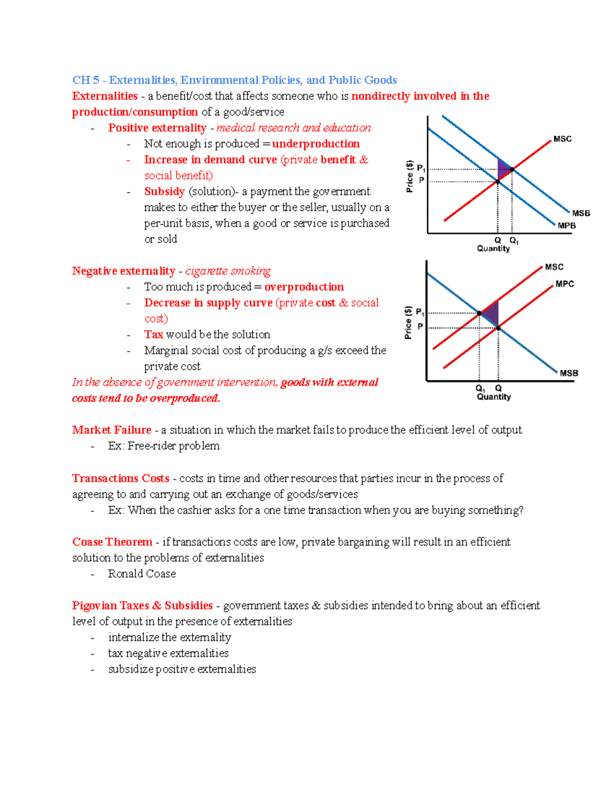 Econ Final Exam Study Guide - Externalities & Market Structures - Studocu