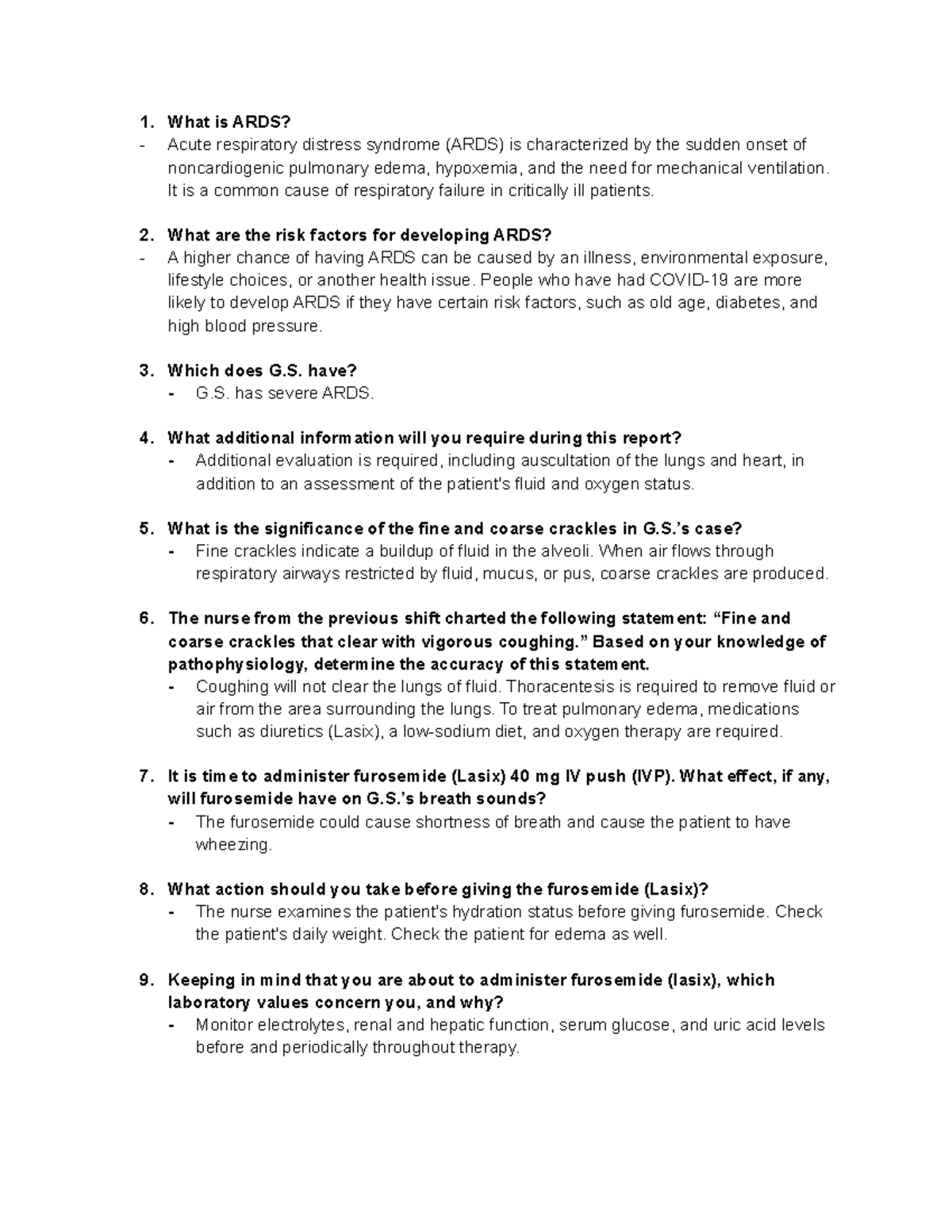 Wk 3 ARDS Case Study - What is ARDS? Acute respiratory distress ...