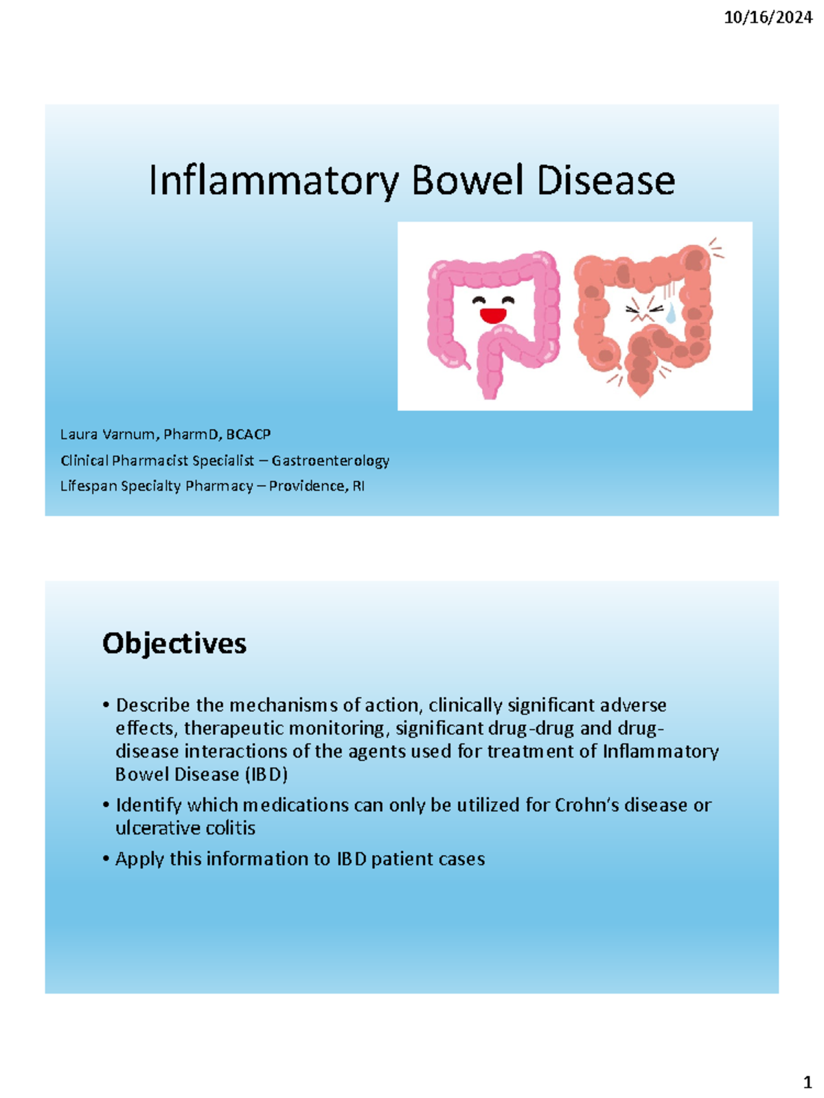 IBD Adv Therapeutics: Comprehensive Overview for Mcphs 2024 Students ...