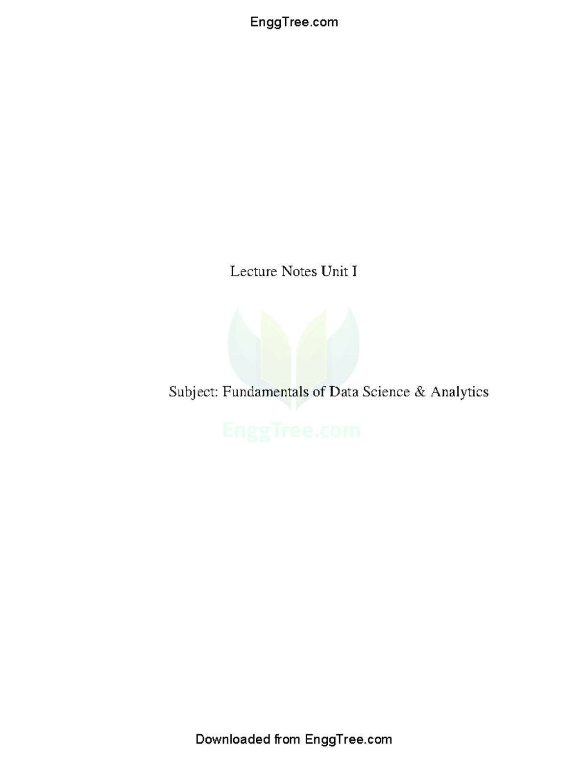 AD3491 Fundamentals of Data Science and Analytics Lecture Notes 1 ...