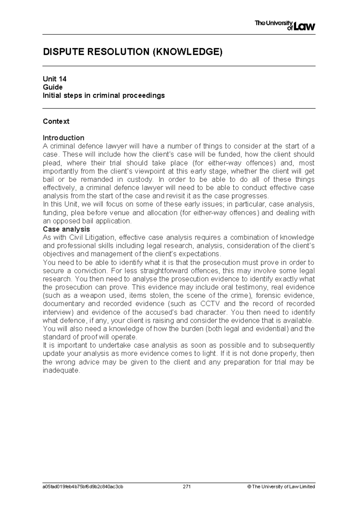Dis Res WS14 - Dispute Resolution - DISPUTE RESOLUTION (KNOWLEDGE) Unit ...