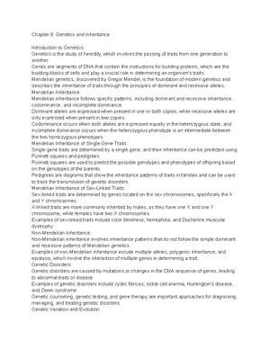 Genetics - Study Notes & Assignments - Studocu