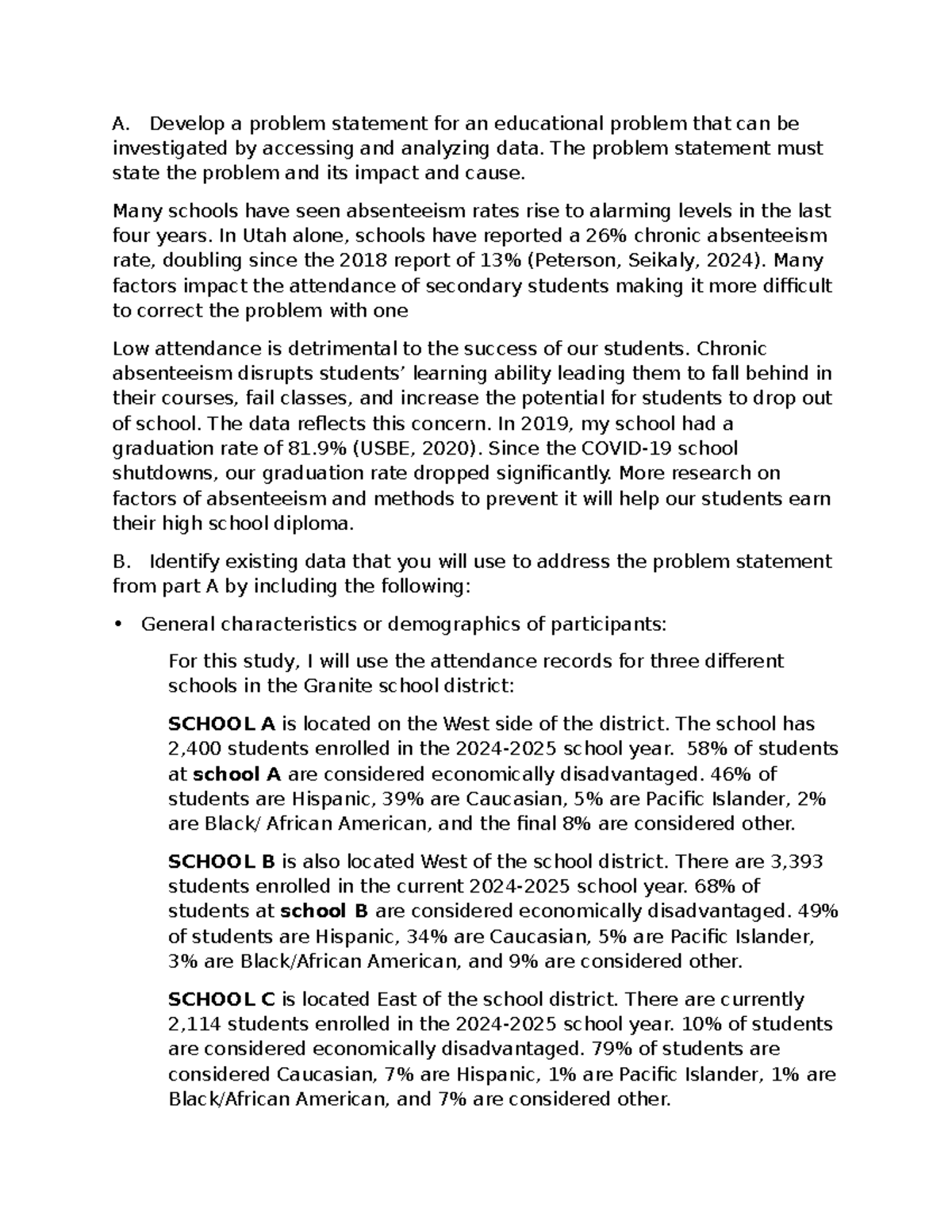 OJM2 TASK 2 - ojm2 task 2 - A. Develop a problem statement for an ...