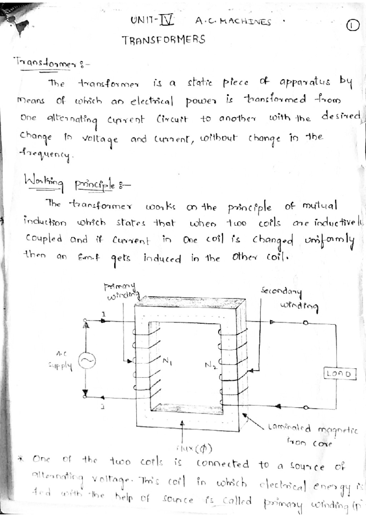 A.C. MACHINES I TRANSFORMERS: Understanding Transformer Principles and ...