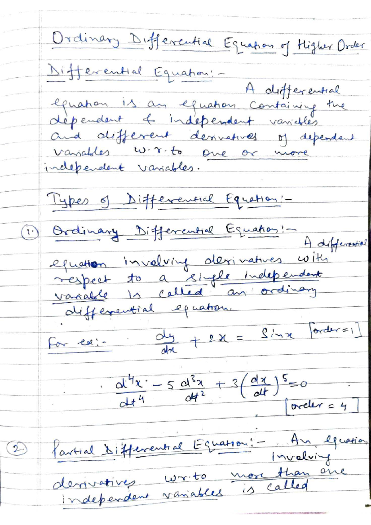Higher Order Ordinary Differential Equations: Concepts & Solutions ...