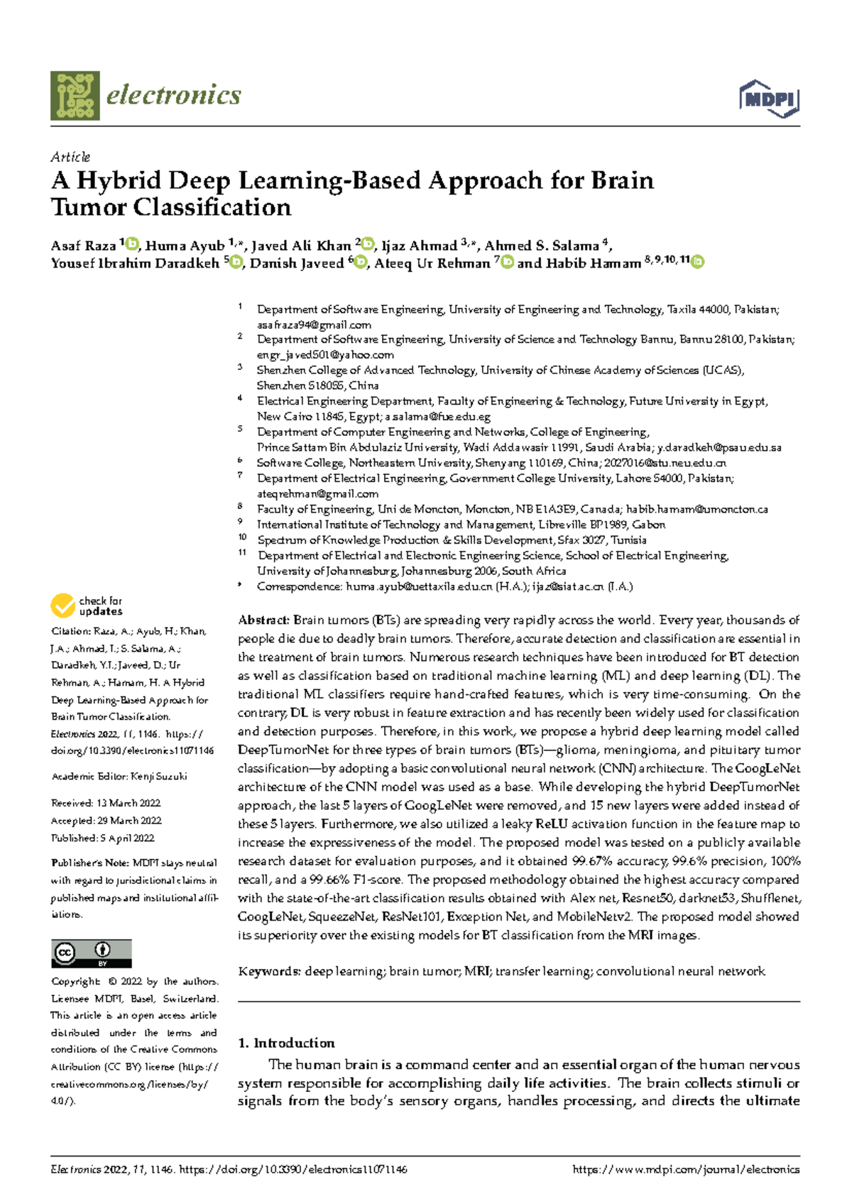 A Hybrid Deep Learning Model for Brain Tumor Classification in ...