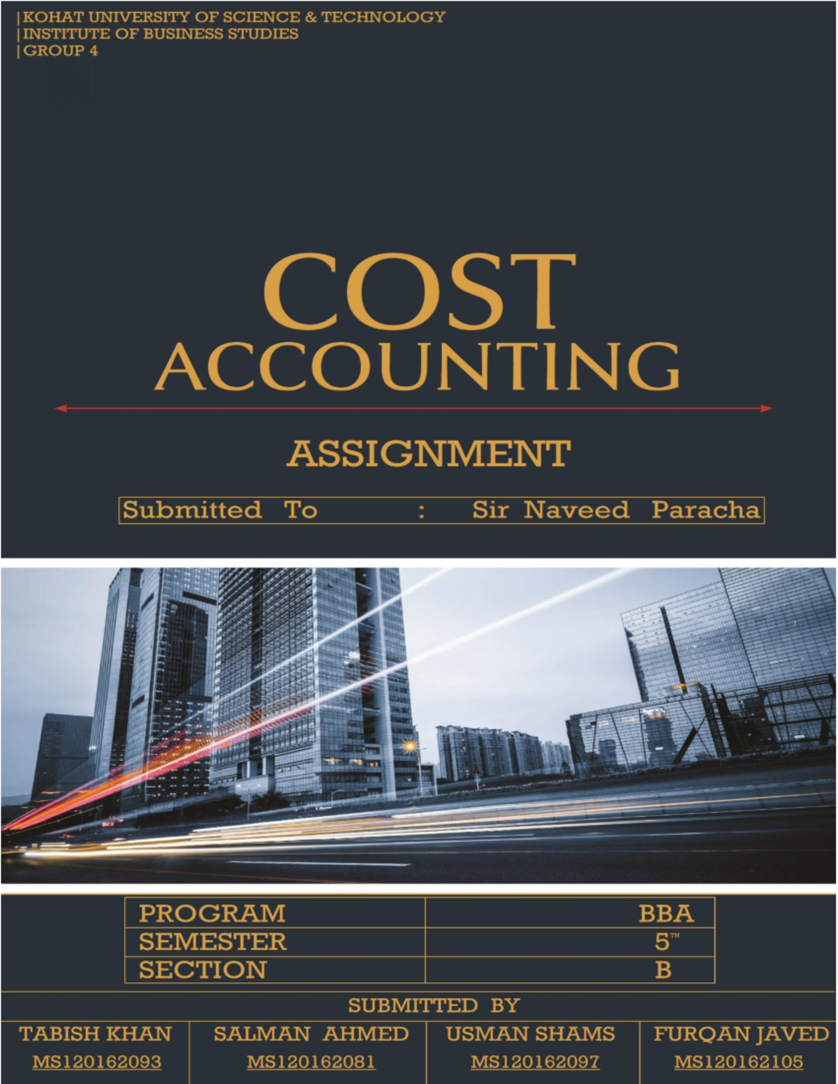 COST Accounting Assignment with Solutions and Key Concepts - Studocu