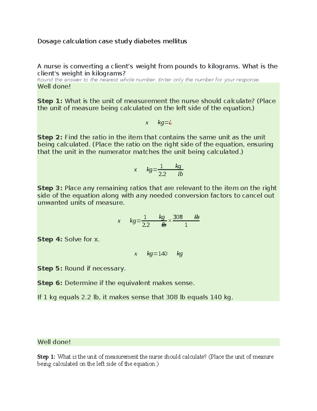Dosage Calculation Case Study: Diabetes Mellitus (NUR 101) - Studocu