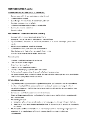 GESTION DE EQUIPOS DE VENTAS: Estrategias y Metodologías Clave (PARCIAL ...