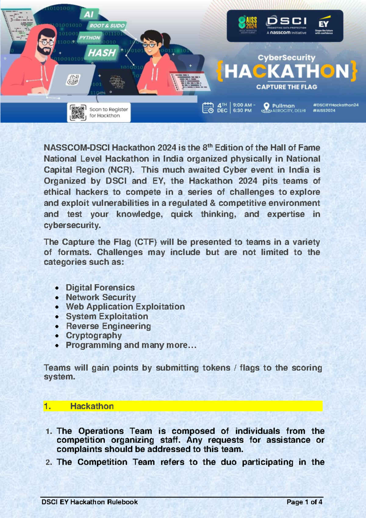 DSCI EY Hackathon 2024: Official Rulebook and Guidelines - Studocu