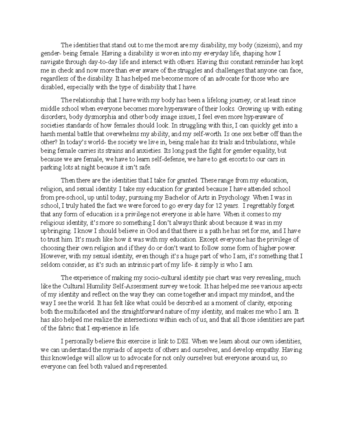Identities and Intersectionality: A Personal Reflection on DEI - Studocu