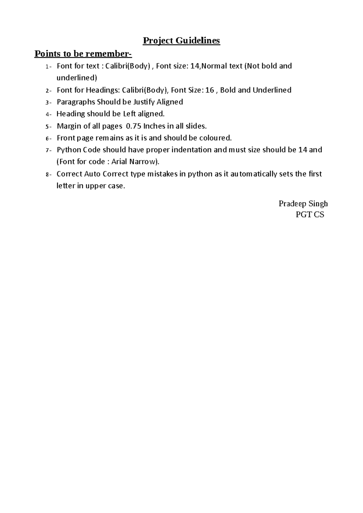 Project Guidlines - dfgvgfdbdvbfbg - Project Guidelines Points to be ...