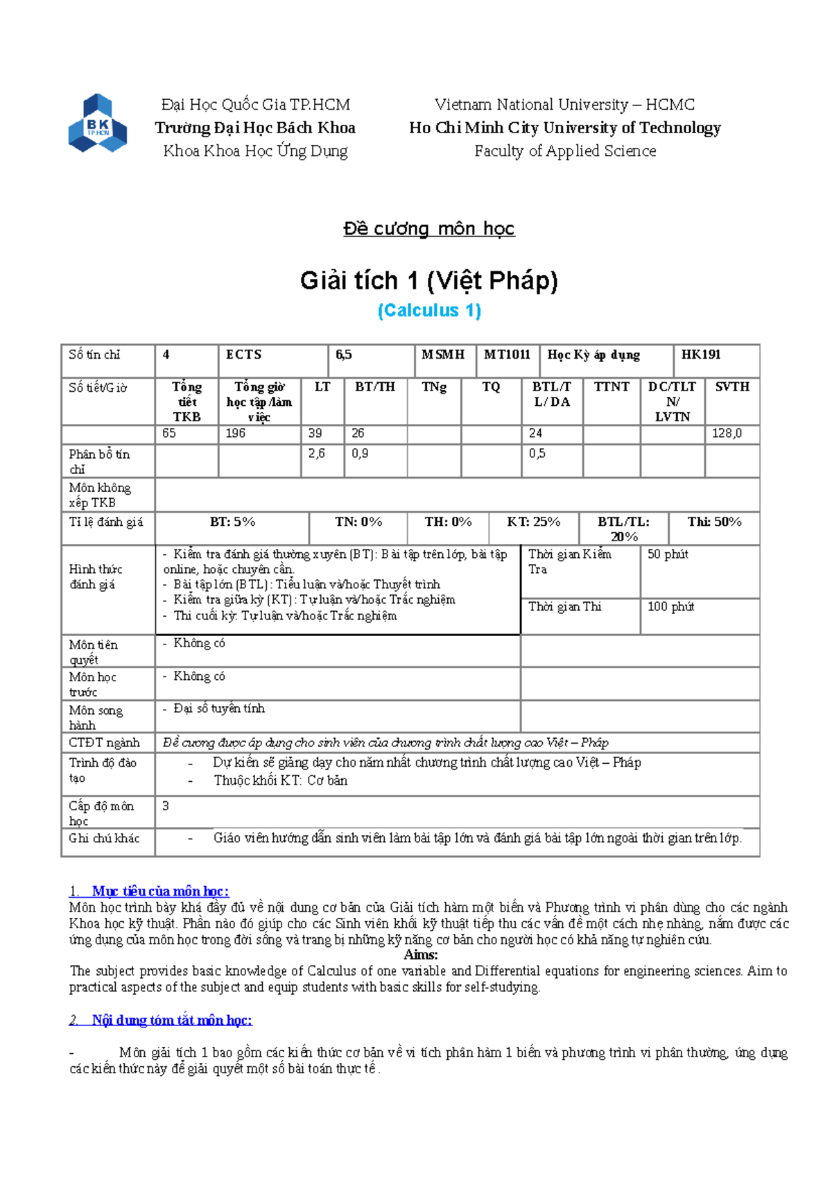 Giai tich 1 VP 2019 - gt1 - Đ i H c Qu c Gia TPạ ọ ố Tr ường Đ i H c ...