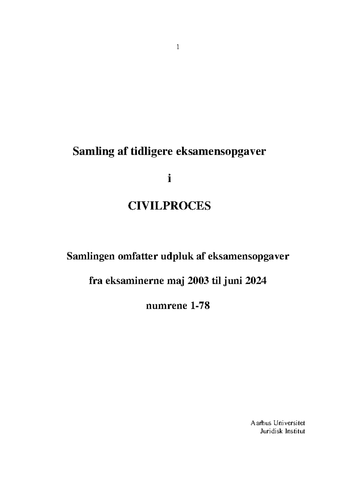 Opgavesamling - Eksamensopgaver i Civilproces (CIVILPROCES) - Studocu