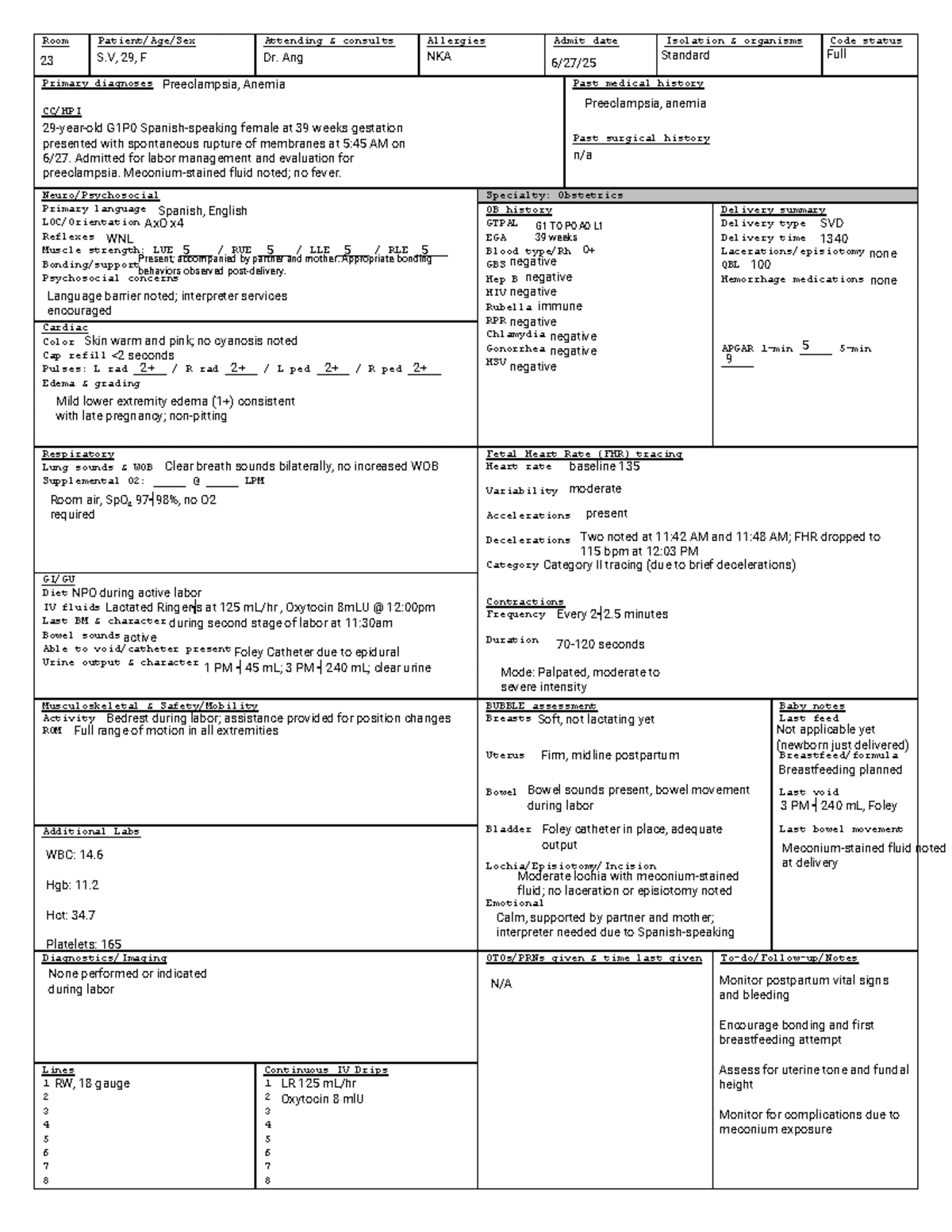 OB BF 3 - Obstetrics Brain Form for Patient Assessment - Studocu