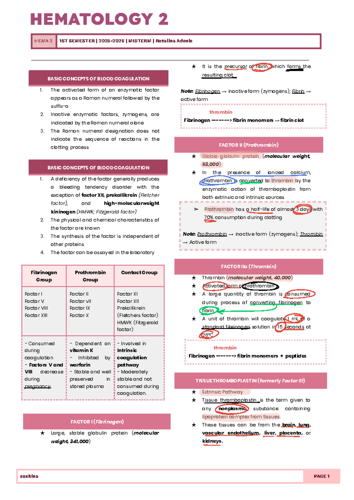 HEMA 2 1ST SEMESTER MIDTERM - Blood Coagulation Concepts - Studocu